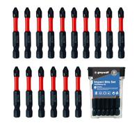 Greywolf 15 pcs Impact Bits, S2 Steel PZ2 Non-Slip Phillips Screwdriver Bits, 2"/50mm Magnetic Screwdriver Bit Set, 1/4" Hex Shank, Suitable for Electric Drills, Impact Drills