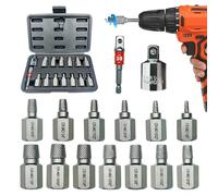 Greywolf 15 pcs Screw Extractor Set with 3/8 Inch Drive, Hex Head Multi-Spline Screw Easy Extraction Bolt Extractor Kit, Broken Bolt Extractor for Removing Broken, Rusted Bolts and Screws