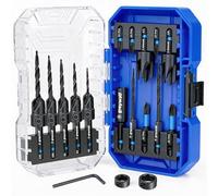 Greywolf 18 pcs Countersink Drill bit Set, M2 high-Speed Steel Tapered Drill bits, 2 Wood Plug Cutters, Depth Stop Rings, 1/4-inch hex Shank Screwdriver bit, 82° Countersink Drill bit, with Box