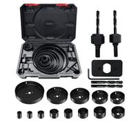 Greywolf 21 pcs Hole Saw Set, Woodworking Hole Saw Set, Universal Size 3/4" - 6" (19-152 mm), 13 Saw Blades, 4 Drill bits, with Carrying case, Wood Hole Saw for Plywood, Wood, Plastic, Drywall