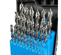 Greywolf 25 pcs Brad Point Wood Drill Bit Set, HSS Woodworking Twist Drill Bit Set, Double Slot Design, Durable Box with Index, for Woodworkers and DIY Enthusiasts (1mm - 13mm)