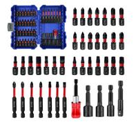 Greywolf Impact Driver Bit Set, 40 Piece 1/4" Impact Driver Bit Set, S2 Magnetic Magnetic S2 Steel Phillips/Slotted/Square/Torx Driver Bits with Retractable Bit Holder and Magnetic Nut Driver