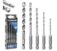 Greywolf Masonry Drill Bit Set, Concrete Drill Bit Set，Shockproof Hex Shank Drill Bit Set, Industrial Carbide Drill Bits for Glass/Brick/Plastic/Cement/Tile (3/4/5/6/8mm) 5 pcs
