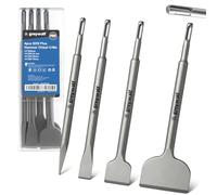 Greywolf SDS Plus Chisel Set, 4 Pcs Tile Removal Chisel, Pointed, Flat, Scraping, 40Cr Alloy Steel，for SDS Plus Rotary Hammer Drill Bit Attachment，Suitable for Concrete, Stone, and Bricks