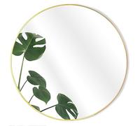 GreyZouq 50cm Round Wall Mirror, Large Metal Framed Wall Mounted Mirror, Decorative Mirror for Bathroom, Bedroom, Living Room and Hallway, Gold