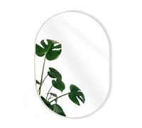 GreyZouq Large 70cm x 50cm Oval Wall mounted Mirror, Elegant Framed contemporary Decor for Bathroom, Bedroom & Living Room. Horizontal or vertical hanging. (Silver)