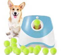 Grezea Automatic Dog Ball Launcher, Puppy Ball Thrower Machine with 10-30 Ft Launch Distance, Interactive Dog Toys for Small Dogs Indoor & Outdoor, Including 12 Mini Balls (Blue)