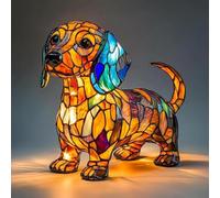 GRFFZX Boxer Dog Lamps Corgi Lamps Pug Lam p Shih Tzu Lam ps Schnauzer Lamp Dachshund La mp Stained Glass Dogs Lamp s, Dog Series Art Night Light (Dachshund Lamp)