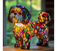 GRFFZX Boxer Dog Lamps Corgi Lamps Pug Lam p Shih Tzu Lam ps Schnauzer Lamp Dachshund La mp Stained Glass Dogs Lamp s, Dog Series Art Night Light (Shih Tzu Lamp)