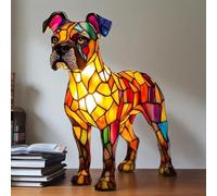 GRFFZX Boxer Dog Lamps Corgi Lamps Pug Lam p Shih Tzu Lam ps Schnauzer Lamp Dachshund La mp Stained Glass Dogs Lamp s, Dog Series Art Night Light (Boxer Dog Lamp)