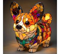 GRFFZX Boxer Dog Lamps Corgi Lamps Pug Lam p Shih Tzu Lam ps Schnauzer Lamp Dachshund La mp Stained Glass Dogs Lamp s, Dog Series Art Night Light (Corgi Lamp b)
