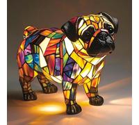 GRFFZX Boxer Dog Lamps Corgi Lamps Pug Lam p Shih Tzu Lam ps Schnauzer Lamp Dachshund La mp Stained Glass Dogs Lamp s, Dog Series Art Night Light (Pug Lamp)