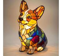 GRFFZX Boxer Dog Lamps Corgi Lamps Pug Lam p Shih Tzu Lam ps Schnauzer Lamp Dachshund La mp Stained Glass Dogs Lamp s, Dog Series Art Night Light (Corgi Lamp a)