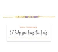 GRFFZX I'd Help You Bury The Body Morse Code Bracelet, 14K Gold Hidden Message Bracelet, Secret Message Inspirational Beaded Bracelet, with Meaning Card, Gifts for Best Friend (Lavender)