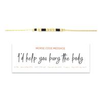 GRFFZX I'd Help You Bury The Body Morse Code Bracelet, 14K Gold Hidden Message Bracelet, Secret Message Inspirational Beaded Bracelet, with Meaning Card, Gifts for Best Friend (Black)