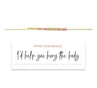 GRFFZX I'd Help You Bury The Body Morse Code Bracelet, 14K Gold Hidden Message Bracelet, Secret Message Inspirational Beaded Bracelet, with Meaning Card, Gifts for Best Friend (Rose Matt)