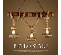 GRFH Rustic Hemp Rope Pendant Lights Wood Downlights Ceiling Lights birdcage Lamps Shades