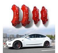 GRFIT 4 Pieces Car Brake Caliper Covers for Tesla Model 3 2016-2022 Custom Aluminum Alloy Brake Caliper Cover, Car Wheel Brake Caliper Cover Durable,Red-18inch
