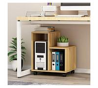 GRFIT CPU bracket Wooden CPU Holder Storage Rack under the Desk Desktop CPU Case Rolling Stand Removable PC Host Floor Stand with 4 Caster Wheels (Color : Natural)