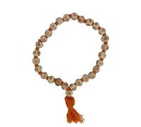 GRI9 Hare Rama Hare Krishna Tulsi Holy Beads Sumarni Mala 27+1, 8MM Beads Mala Rosray, Tulsi Sumrni Mala, Basil Japa Mala (Orange Thread)