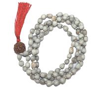 GRI9 Vijayanti mala beads necklace - Victory Mala 108 prayer beads for Laxmi Lakshmi Vishnu Krishna pooja puja - 5 mukhi (5 face) Rudraksha Rudraksh Guru bead - Rosary pouch