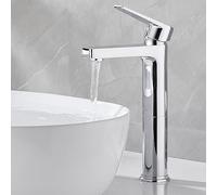 GRICOL Bathroom Sink Taps High Rise Basin Mixer Tap Single Lever Dual Flow Hot and Cold Solid Brass Bathroom Faucet Chorme Silver