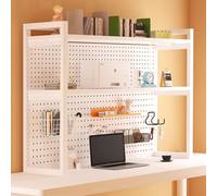 Grid Display Rack Grid Panel For Retail Display floor standing Flat Panel Display Stand Standing Gridwall Metal Mesh Mobile Storage Rack Freestanding，White Double Layer Desktop Bookshelf Dor