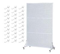 Grid Display Rack Grid Panel For Retail Display floor standing Flat Panel Display Stand Standing Gridwall Metal Mesh Mobile Storage Rack Freestanding，Metal Pegboard Display Stand - Heavy-Dut