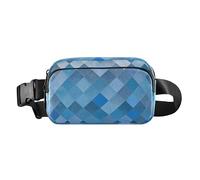 Grid Gradient Modern Blue Cube Cute Crossbody Bag Waist Packs for Women Men Teens Water Resistant Croose Body Purse with Adjustable Strap for Shopping Sports Work