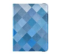 Grid Gradient Modern Blue Cube Leather decorative Passport Holder Covers Case Travel Documents Organizer Protector Cute Passport Book Lightweight, grid gradient modern blue Cube, One Size