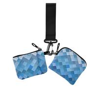 Grid Gradient Modern Blue Cube Women's Coin Pouches Card Holder Cute Fashion Credit Card Wallet Case with Wristlet Strap for Daily Use 2 Packs, grid gradient modern blue Cube, One Size, Casual