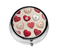 Grid Heart Small Pill Box 3 Compartment Portable Pill Box for Purse Pocket Valentine Mini Medicine Organiser for Daily Vitamin Fish Oil Storage