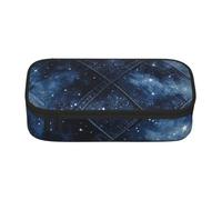 Grid like starry sky Cute Zipper Pencil Case, Oxford Fabric Pen Pouch