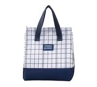 Grid Minimalist Meal Tote Large Capacity Insulated Lunch Handbag Bento with Rice for Everyday Use (Navy, One Size)