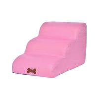 Grid Ramp Stairs - 3 Story Dog Steps, Portable Ramp Couch Stairs | Non Slip High Bed Training Climbing Play Step, Balanced Indoor Step Cushions Support for Cat and Dogs (24x17x16 Inches)(Blue, Pink)