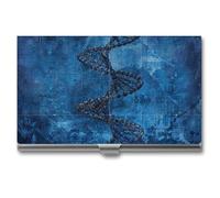 Grid Structure Blue Business Card Holder Ultra Slim Business Card Case, Elegant Metal ID Case for Men & Women, Office, & Gifts