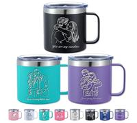 Gridachi Personalised Insulated Coffee Tumbler 12/14oz Engraved Stainless Steel Coffee Mug with Name Logo Text Custom Travel Mug with Handle and Lid Tumbler Gift for Women, Men, Friends