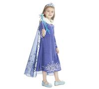 Gridamea Elsa Dress Up for Girls - Anna Princess Costume for Kids with Crown,Wand for Party/Cosplay/Wedding 3-10 Years