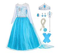 Gridamea Elsa Dress Up for Girls - Anna Princess Costume for Kids with Crown,Wand,Gloves for Party/Cosplay/Wedding 3-10 Years
