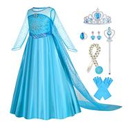 Gridamea Elsa Dress Up for Girls - Anna Princess Costume for Kids with Crown,Wand,Gloves for Party/Cosplay/Wedding 3-10 Years