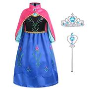 Gridamea Elsa Dress Up for Girls-Frozen Costume with Fairy Wand and Crown Tiara for Wedding/Party/Cosplay