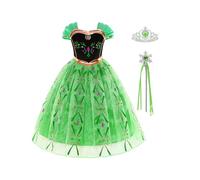 Gridamea Elsa Dress Up for Girls-Frozen Costume with Fairy Wand and Crown Tiara for Wedding/Party/Cosplay