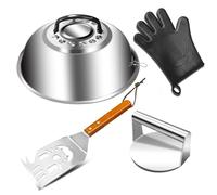 Griddle Accessories Kit with Cheese Melting Dome & Smashed Burger Press, 11 Inch Heavy Duty Round Basting Cover with Griddle Spatula, Stainless Steel Griddle Accessories for Flat Top Grill Cooking