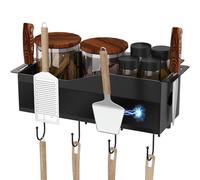 Griddle Caddy Compatible for Blackstone 28"/36" Griddles/Prep Cart,Grill Accessories Space Saving for Blackstone BBQ Accessories Storage Organizer with Magnetic Tool Stripe & J-Hooks & Knife Holder