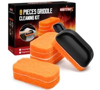 Griddle Cleaning Kit for Blackstone, Flat Top Grill Cleaner - Non-Scratch Scouring Pads for Blackstone Griddle Accessory,7 Griddle Scrubber Pads with 1 Handle,Easy Cleaning on Hot or Cold Surfaces