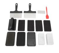Griddle Cleaning Kit, Grill Cleaning Kit with Anti - Hot Handle, Stainless Steel Scraper and Pumice Stone for Flat Top Grills, BBQ Cleaning Tools for Outdoor Indoor (14Pcs)