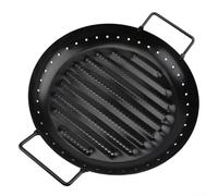 Griddle Pan, Large Round BBQ Grill Pan Double Handle Roasting Pan Frying Pan Outdoor Cooking Tool