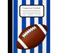 Gridiron Stripes: Blue and White Striped Football Notebook - College Ruled Composition Book with Matte Cover, 7.5" x 9.25"