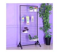 Gridwall Display Rack With Wheels,Black Floor Standing Gridwall Mesh Display Panel - Retail Stands for Florists, Markets, Nurseries & Shops - Mobile Storage Rack with Wheels - Versatile Part