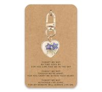Grief Healing Set - Heart Shaped Forget Me Not Dried Flower Resin Keychain - Memorial Keyring with Real Pressed Flowers - Sympathy Gift for Women Men, Memorial Sympathy Gift for Loss of Loved Ones